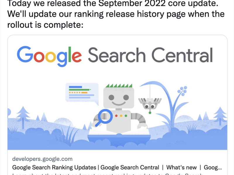 Mise à jour Google : September Core Update